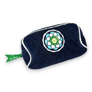 Vera Bradley Green Cupcakes Cosmetic Makeup Bag Blue Green Terry Knit Retired